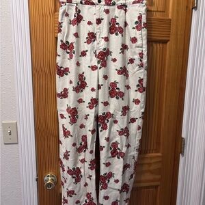 Lucy & Yak Floral Print Pants - Red and Cream Size 30 Long